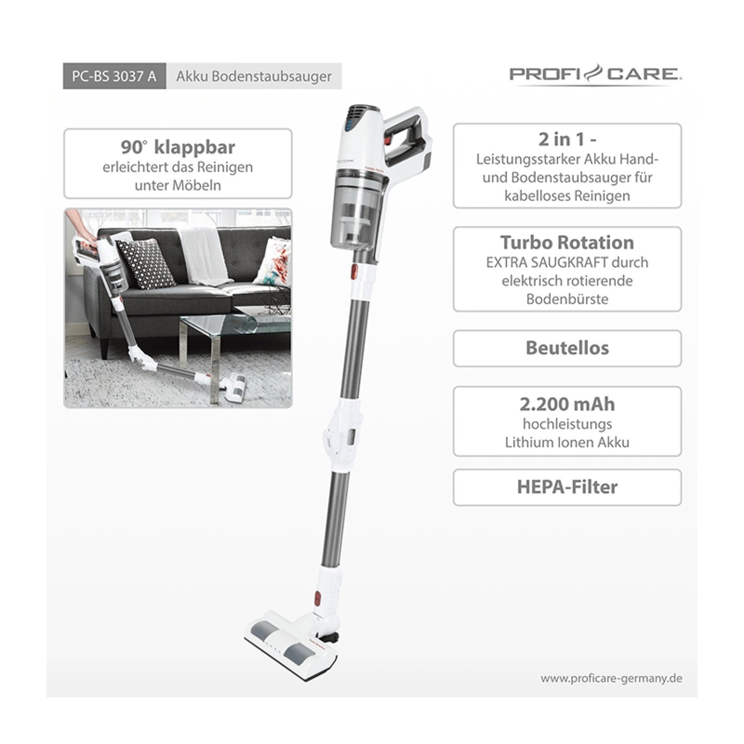 ProfiCare Pilli Zemin Süpürgesi - Görsel 3