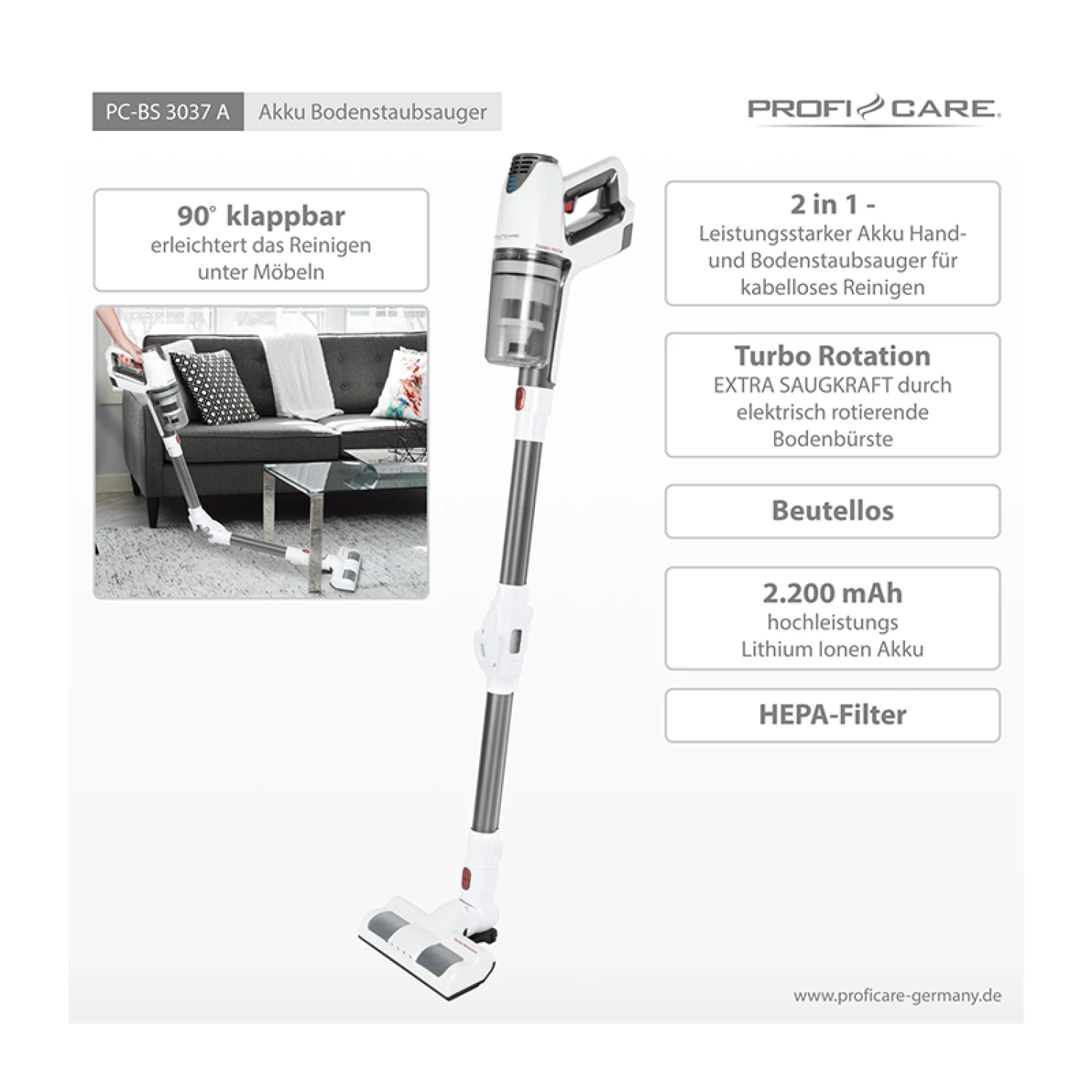 ProfiCare Pilli Zemin Süpürgesi - Görsel 3