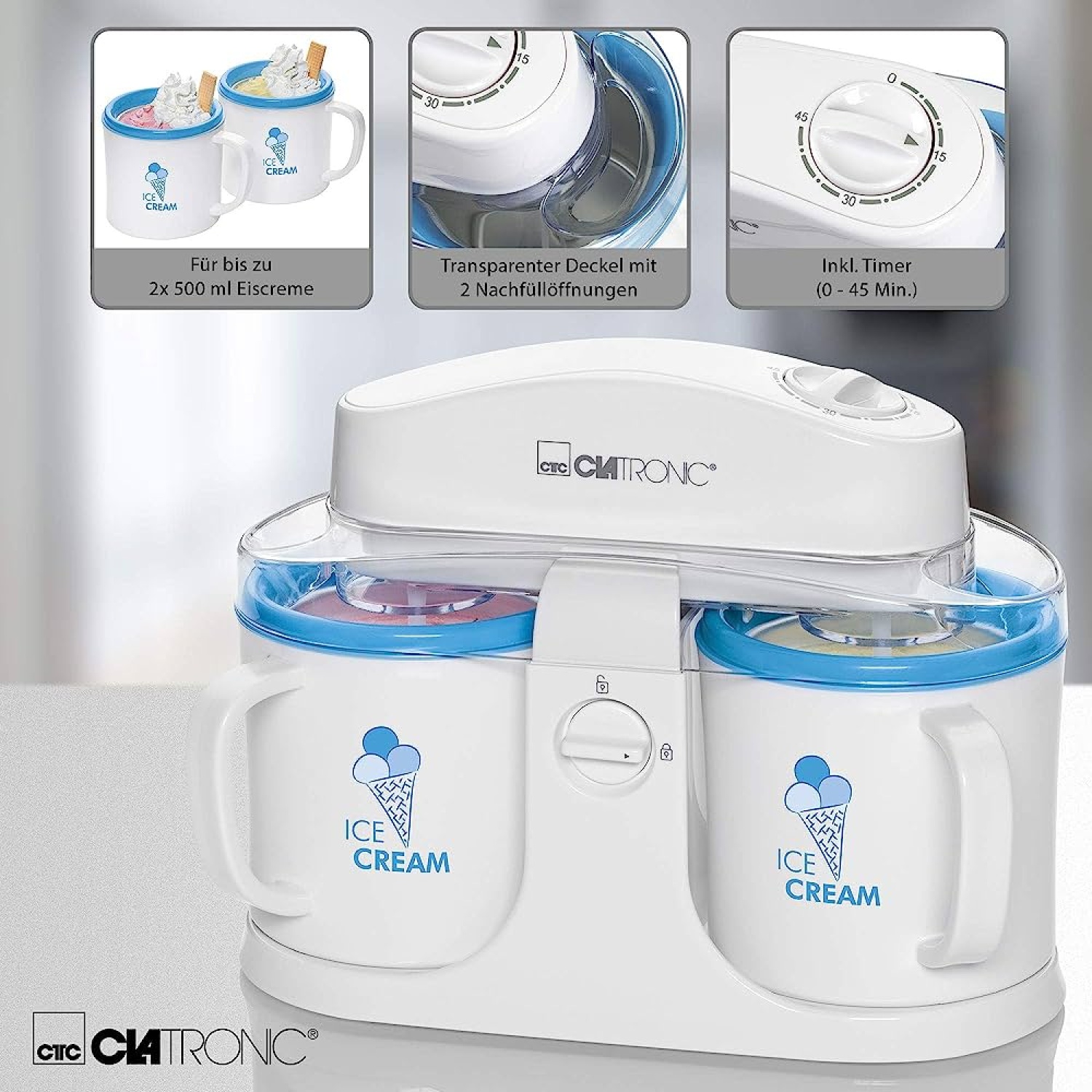 81JxDnlbZmL._AC_UF1000,1000_QL80_ Clatronic Dondurma Makinesi Çiftli - Görsel 3