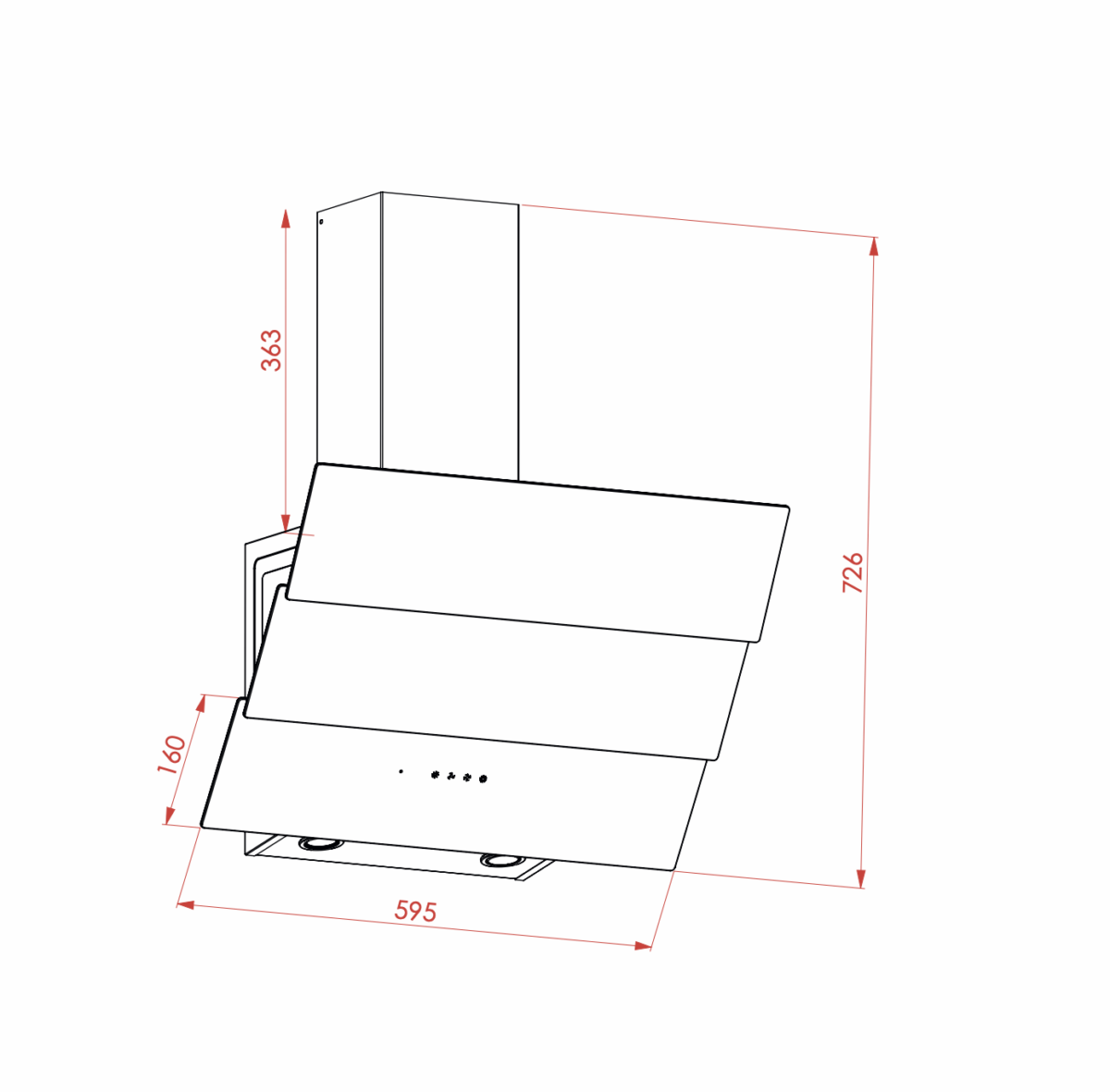 Elleti Beyaz Açılı 3 Cam Davlumbaz 60 cm. - Görsel 2