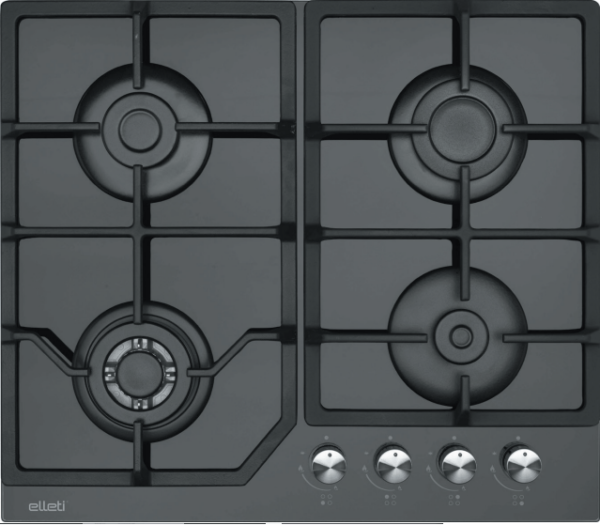 Elleti Siyah Cam Ocak 4 Gazlı (1 WOK Dahil)