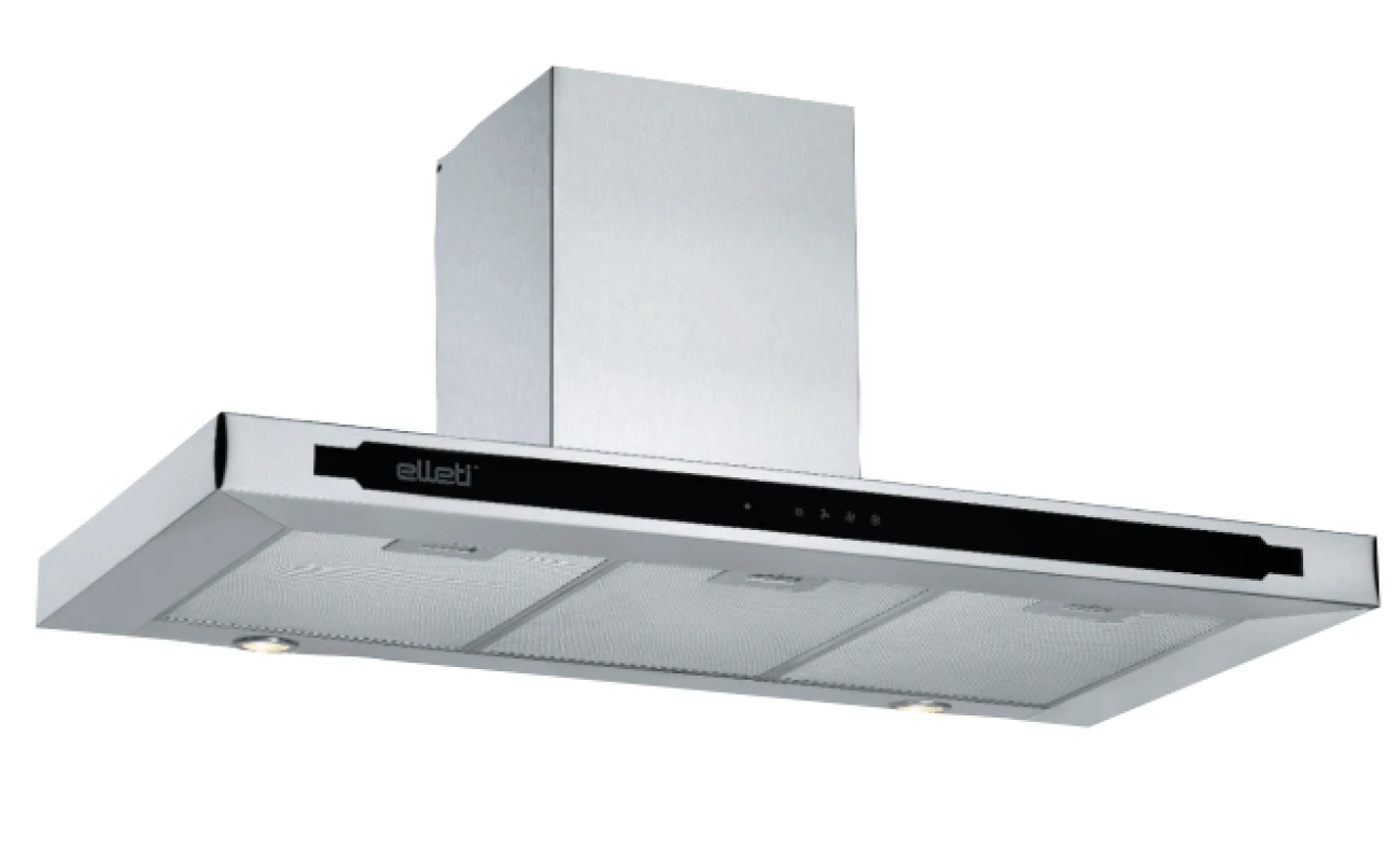 Elleti T Tip Inox Siyah Cam Panel Davlumbaz 90 cm. - Görsel 1