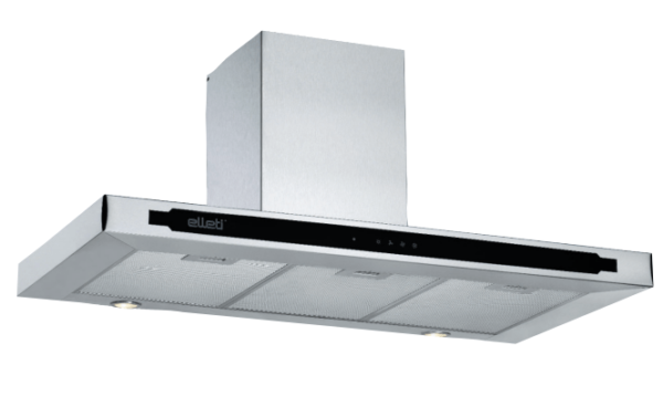 Elleti T Tip Inox Siyah Cam Panel Davlumbaz 90 cm.