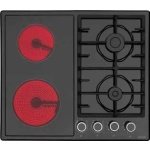 Elleti Ankastre Siyah Emaye + Seramik Cam Ocak 2 Gaz + 2 Elektrikli