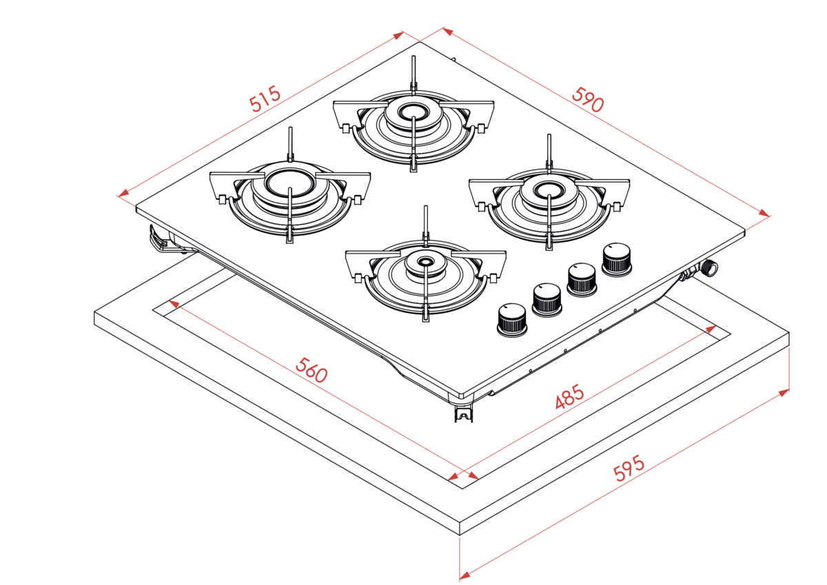 Elleti Beyaz 4 Göz Ankastre Cam Ocak - Görsel 2
