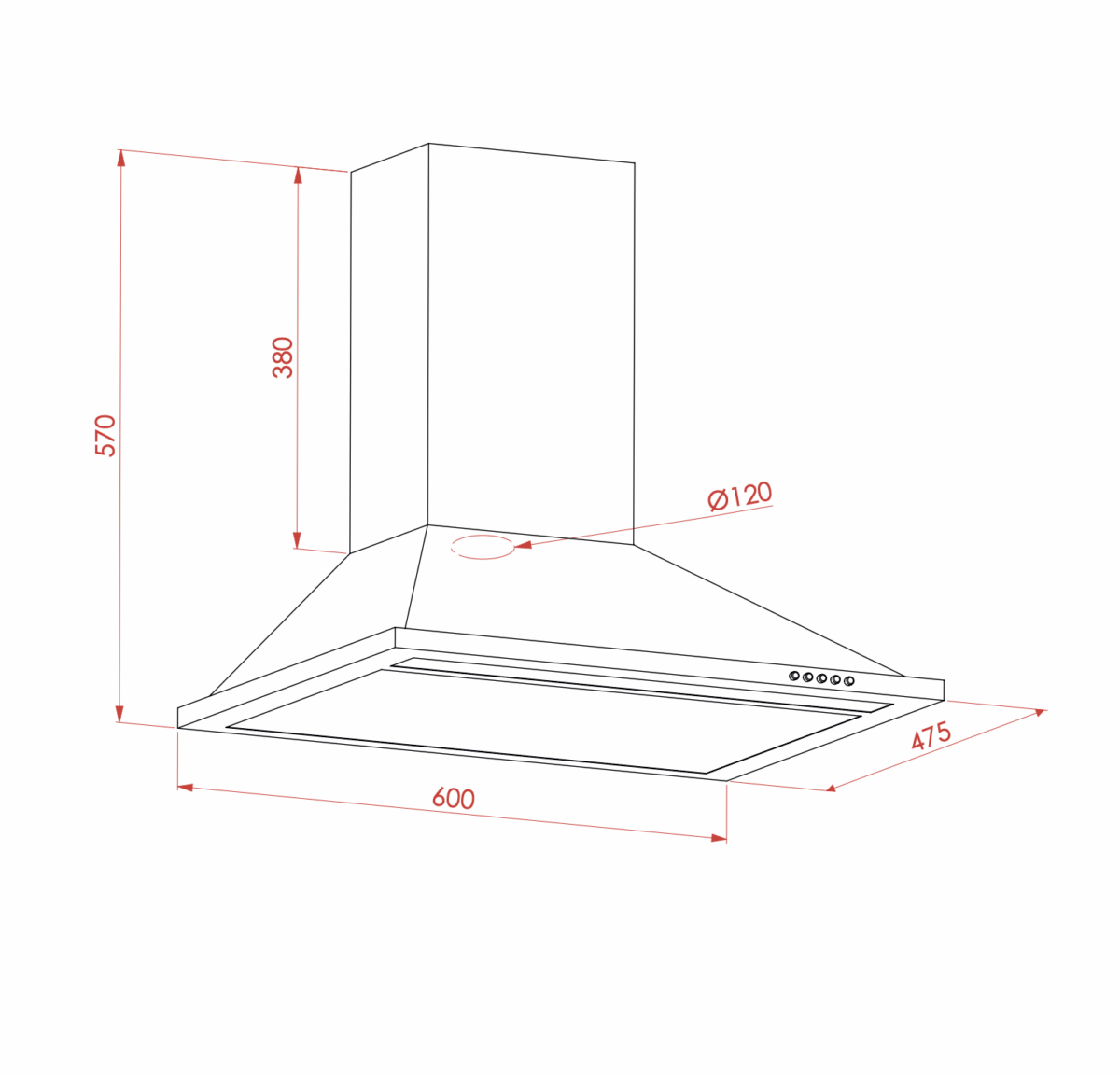 Elleti Siyah Prizma Davlumbaz 60 cm. - Görsel 2