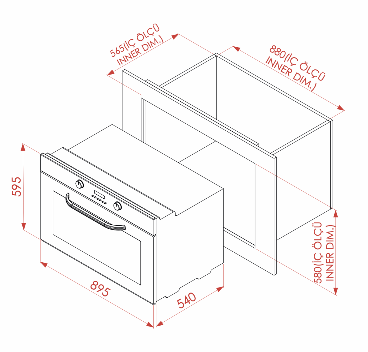 Elleti Inox Siyah Fırın Touch Timer 90 cm. - Görsel 2