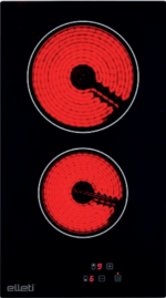 Elleti Siyah Vitroseramik Cam Ocak 2 Bölgeli Elektrikli