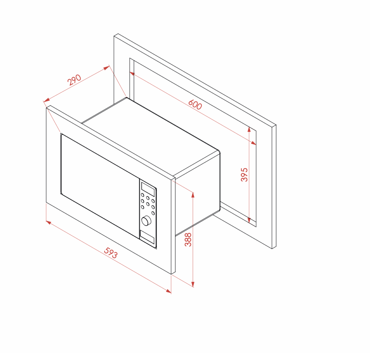 Elleti Siyah Mikro Dalga Ankastre Fırın 20 Lt. - Görsel 2