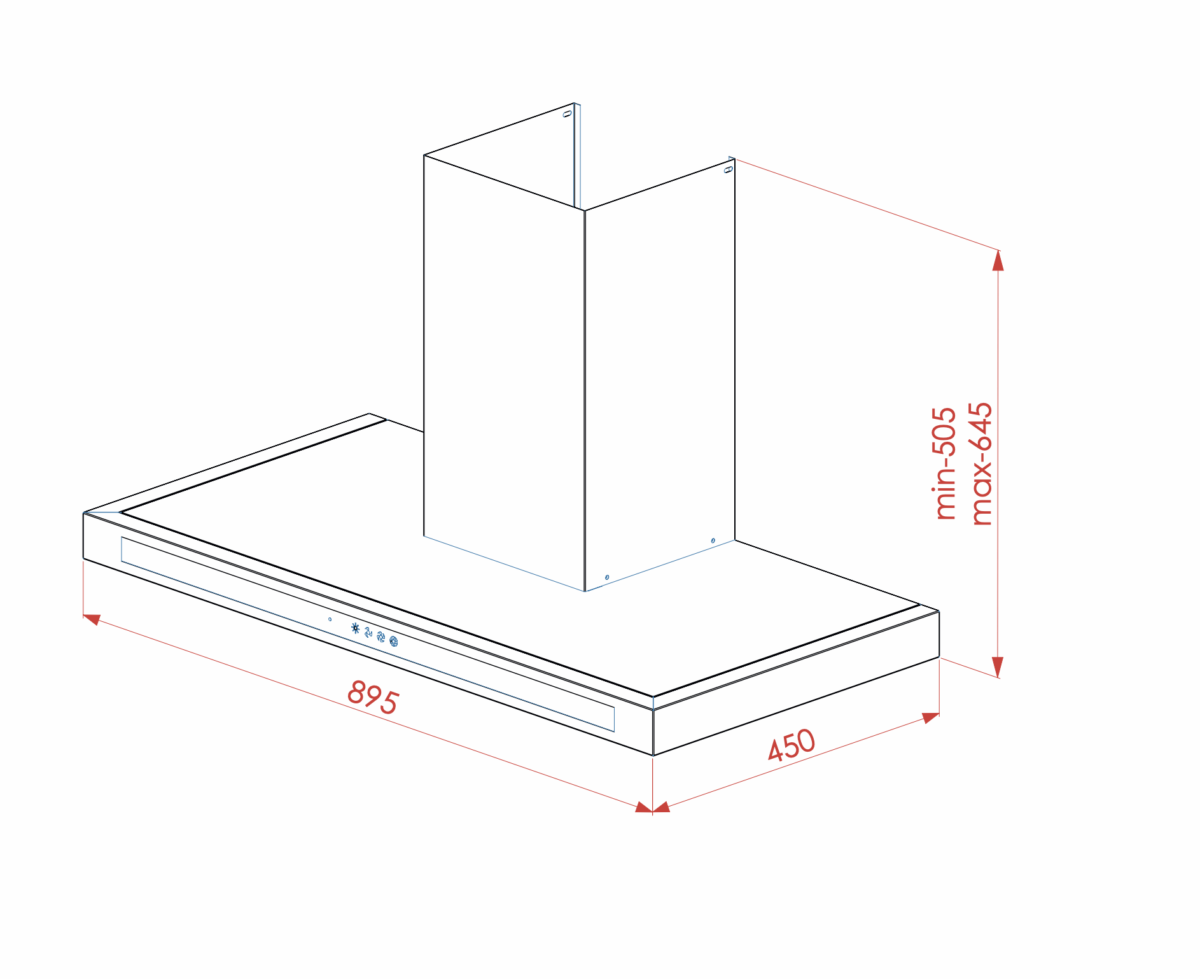 Elleti T Tip Inox Siyah Cam Panel Davlumbaz 90 cm. - Görsel 2