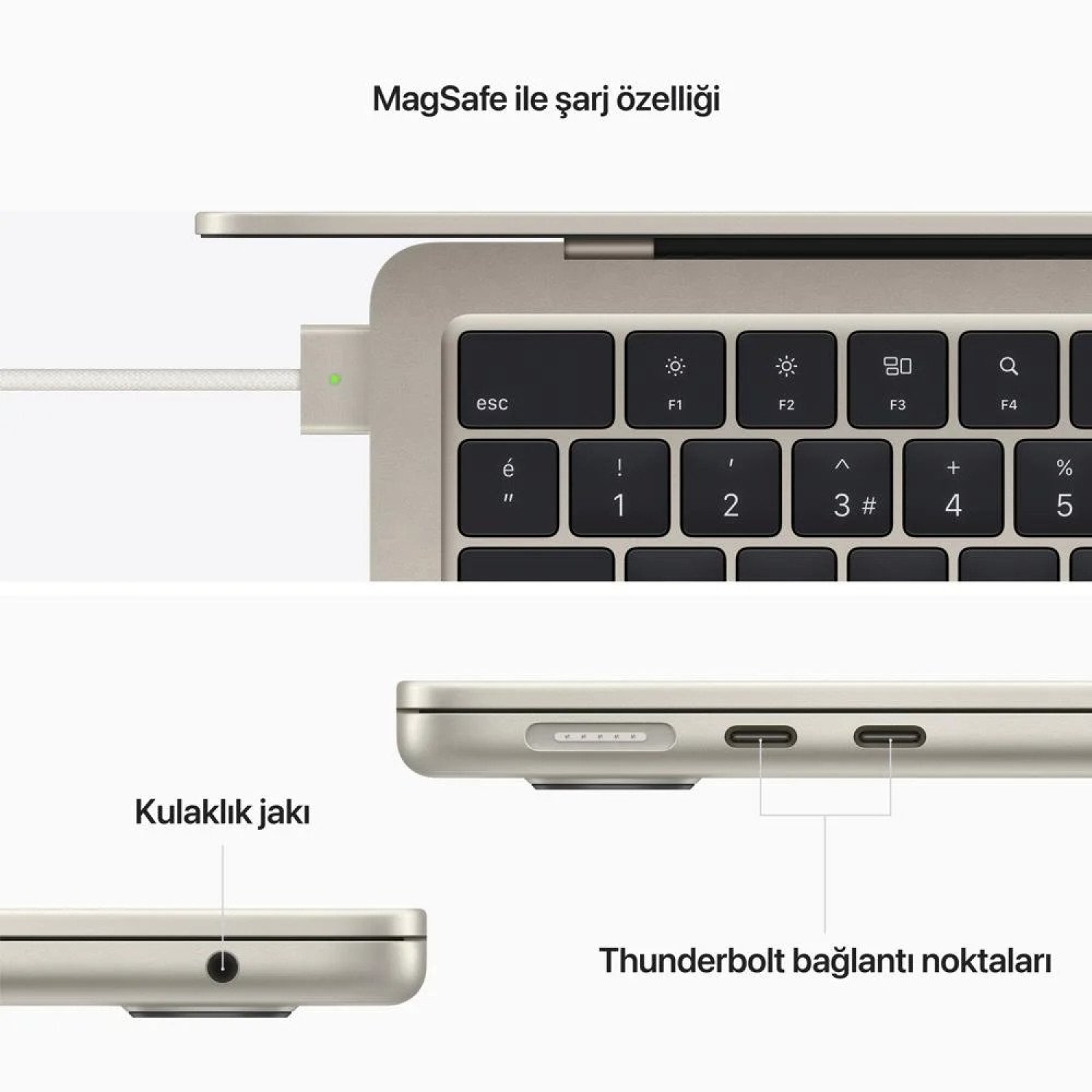 Apple MacBook Air 13.6" M2 8CPU 8GPU 8GB 256GB SSD Starlight - Görsel 6