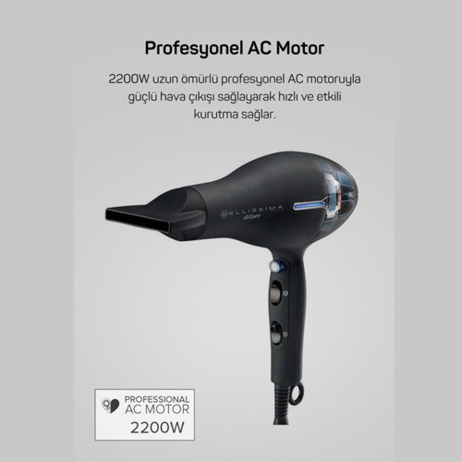 AR5003 Bellissima Profesyonel İyonlu Saç Kurutma Makinesi - Siyah