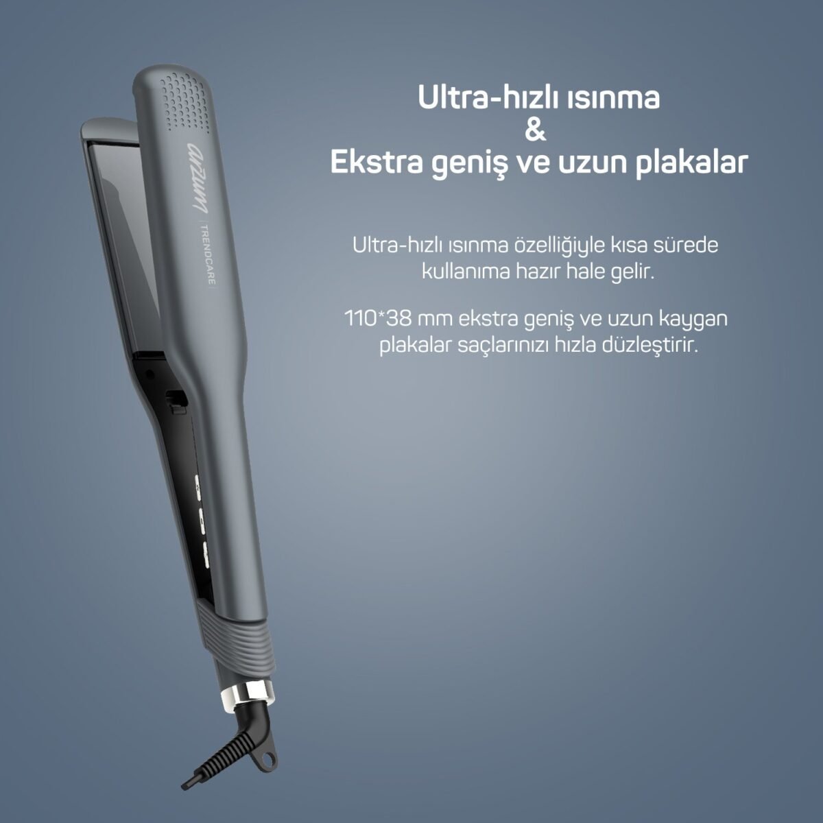 AR5078 Trendcare Geniş Saç Düzleştirici - Antrasit