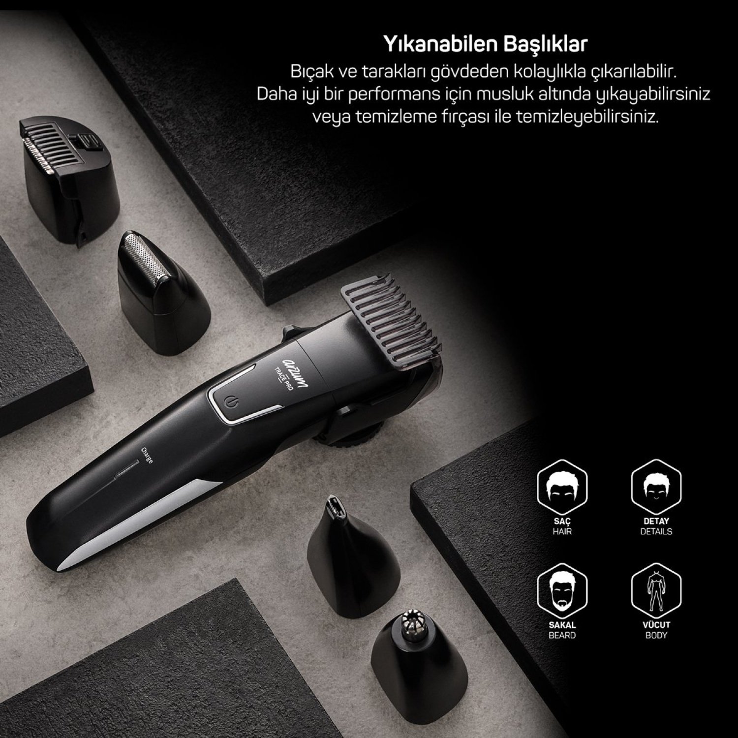 AR5201 Trace Pro 9 in 1 Erkek Bakım Seti - Siyah