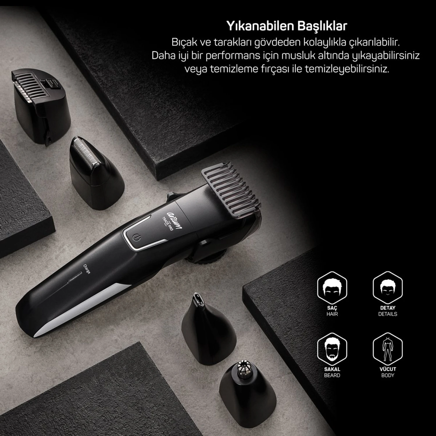 AR5201 Trace Pro 9 in 1 Erkek Bakım Seti - Siyah