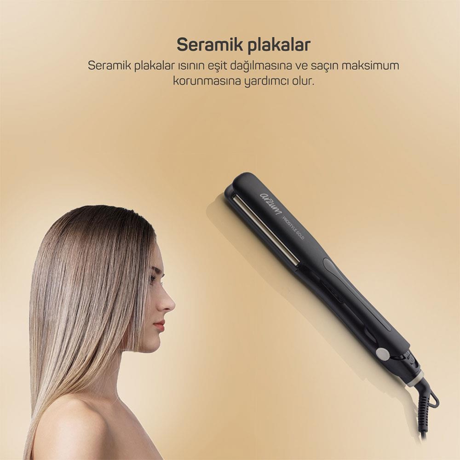 ARZUM PROSTYLE GOLD İNCE SERAMİK PLAKA SAÇ DÜZLEŞTİRİCİ