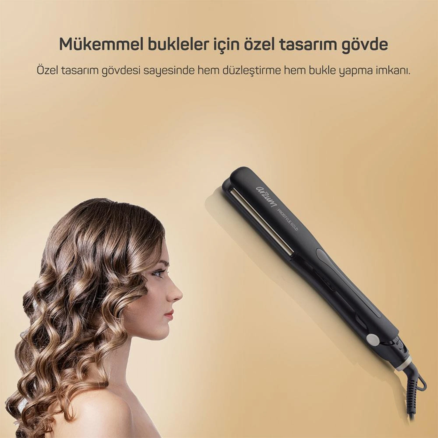 ARZUM PROSTYLE GOLD İNCE SERAMİK PLAKA SAÇ DÜZLEŞTİRİCİ