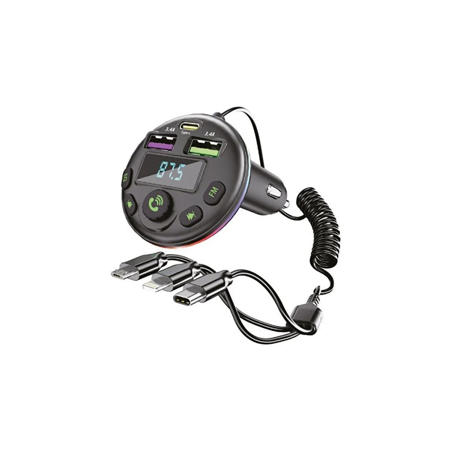 9105138188338_1717683852698 Sunix 40w 3.4a 3in1 Fm Araç Modülatörü MDL-15 - Görsel 1