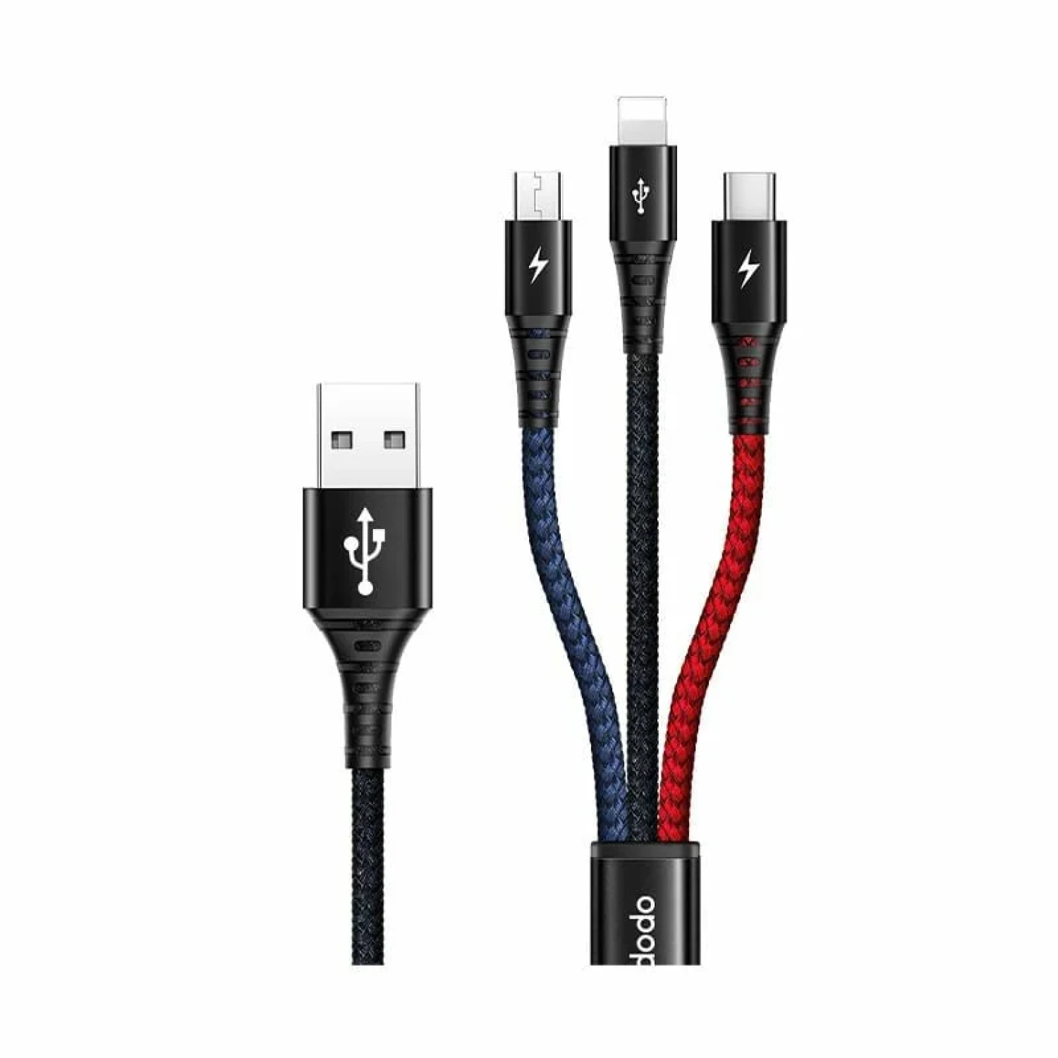 CA-6220 3 in 1 USB-A to Type-C - Lightning - Micro USB Data - Hızlı Şarj Kablosu 1.2M - Görsel 3