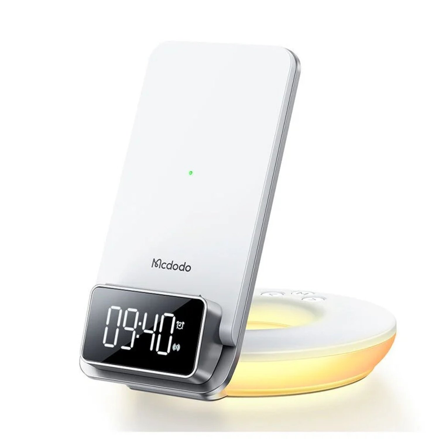 CH-1610 - Masa Başı Kablosuz Şarj Standı + Alarm + Gece Işığı - Görsel 2