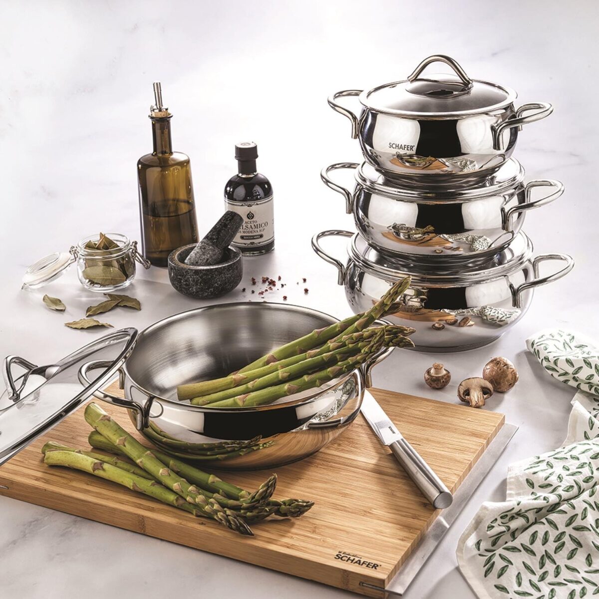 Schafer Cookhaus Çelik Tencere Seti 8 Parça-Inox - Görsel 1