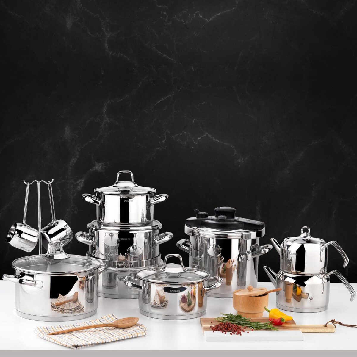 Schafer Jewel Çelik Çeyiz Seti 18 Parça-Inox - Görsel 1