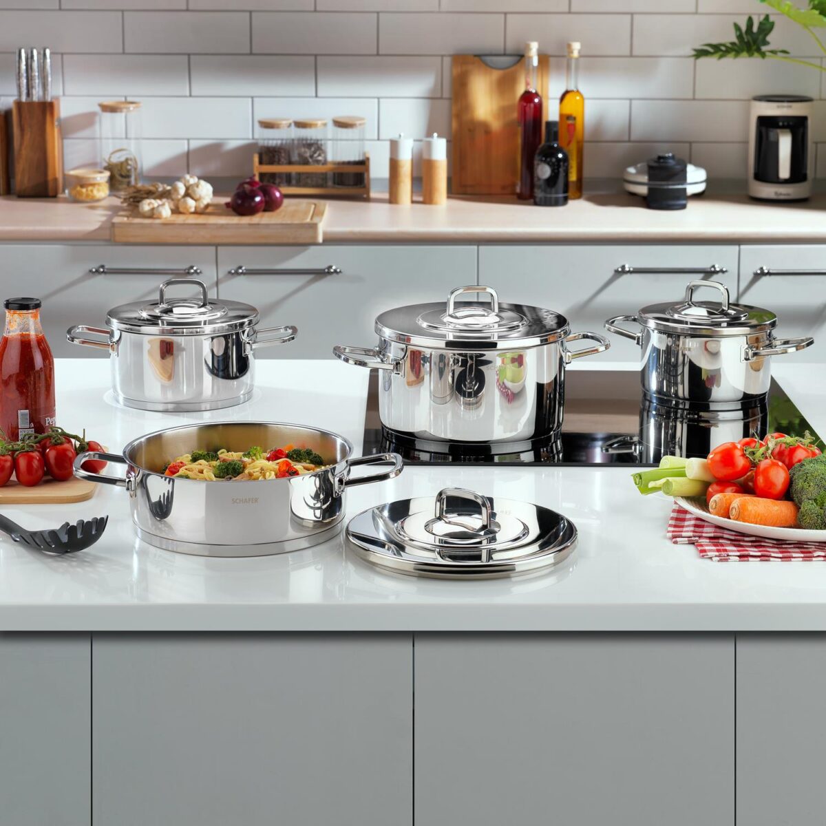schafer-new-prime-celik-tencere-seti-8-c83b6e Schafer New Prime Çelik Tencere Seti 8 Parça-Inox - Görsel 1