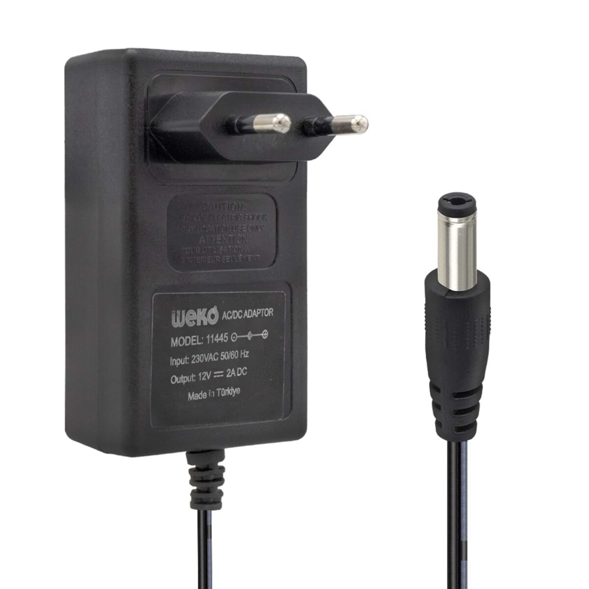 WEKO 12 VOLT-2 AMPER 5.5*2.5 UÇLU YERLİ ÜRETİM PLASTİK KASA PRİZ TİPİ ADAPTÖR - Image 2