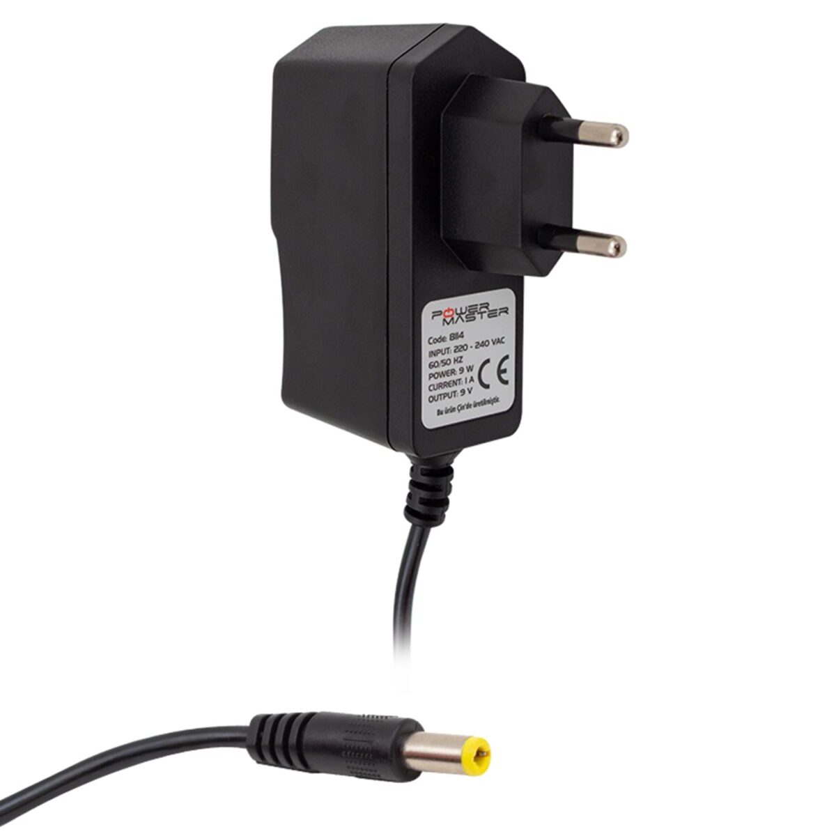 9 VOLT 1 AMPER PRİZ TİPİ ADAPTÖR 5.5*2.5 UÇ POWERMASTER PM-8114 - Görsel 1