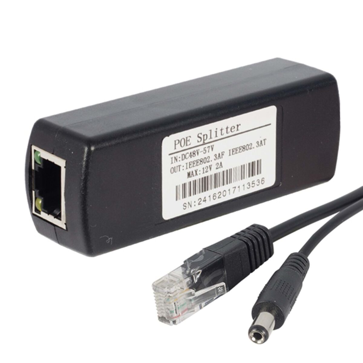 IP KAMERA POE KABLOSU AKTİF POE SPLITTER (IN:DC48V-57V OUT:IEEE802.3AF-MAX:12V2A) - Görsel 1