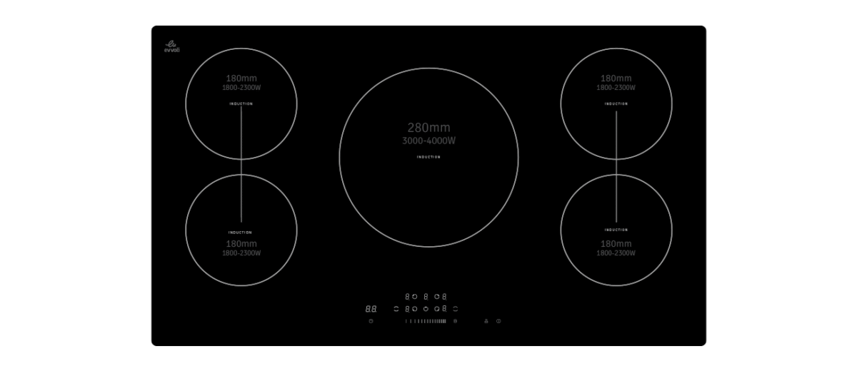 EVKAIH905B Evvoli İndiksiyon Ocak Ankastre 90cm - Görsel 1