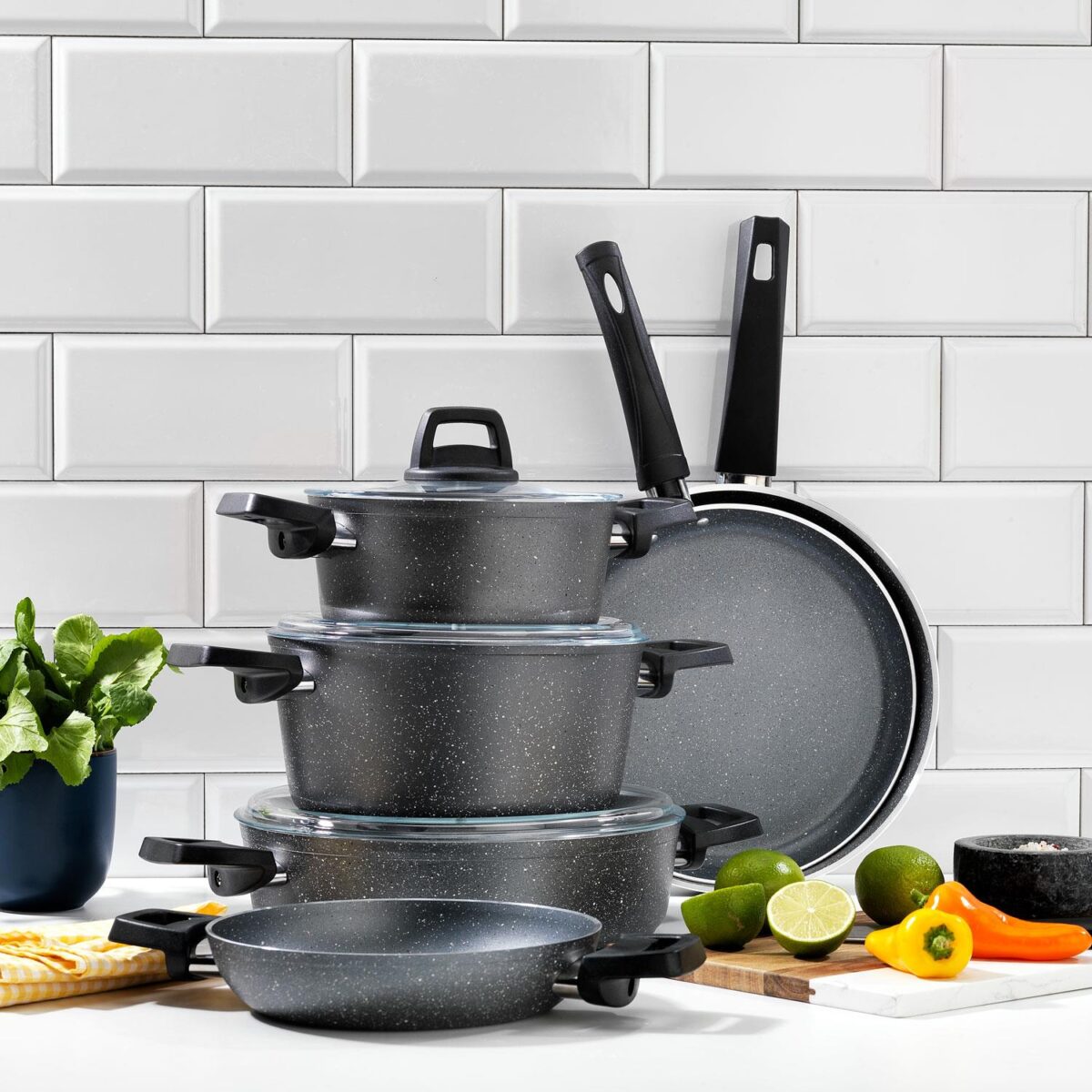 Schafer Ashen Tencere Seti 9 Parça-Gri - Görsel 1