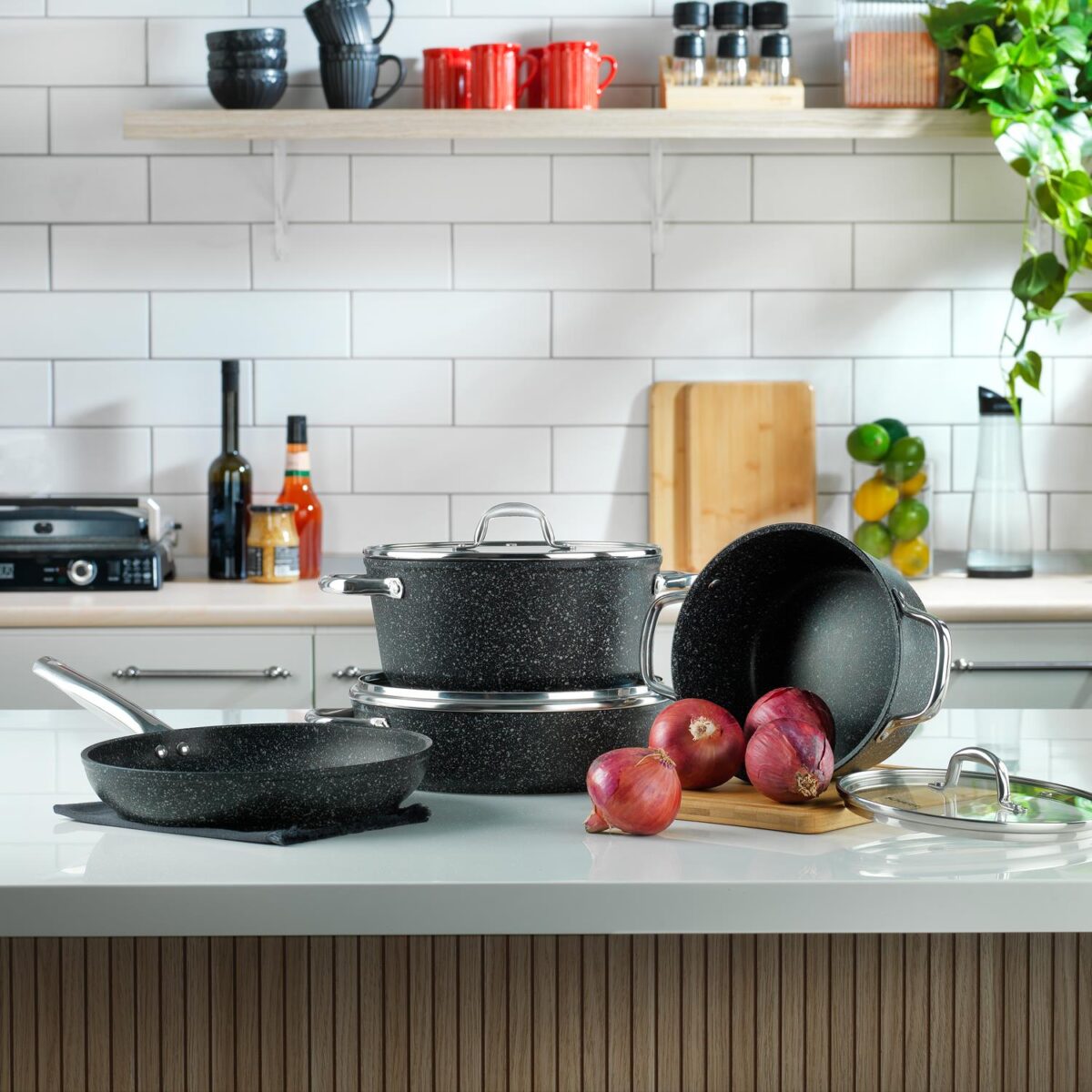 schafer-dark-millard-yanmaz-yapismaz-t-c19ab3 Schafer Dark Millard Yanmaz Yapışmaz Tencere Seti 7 Parça-Siyah - Görsel 1