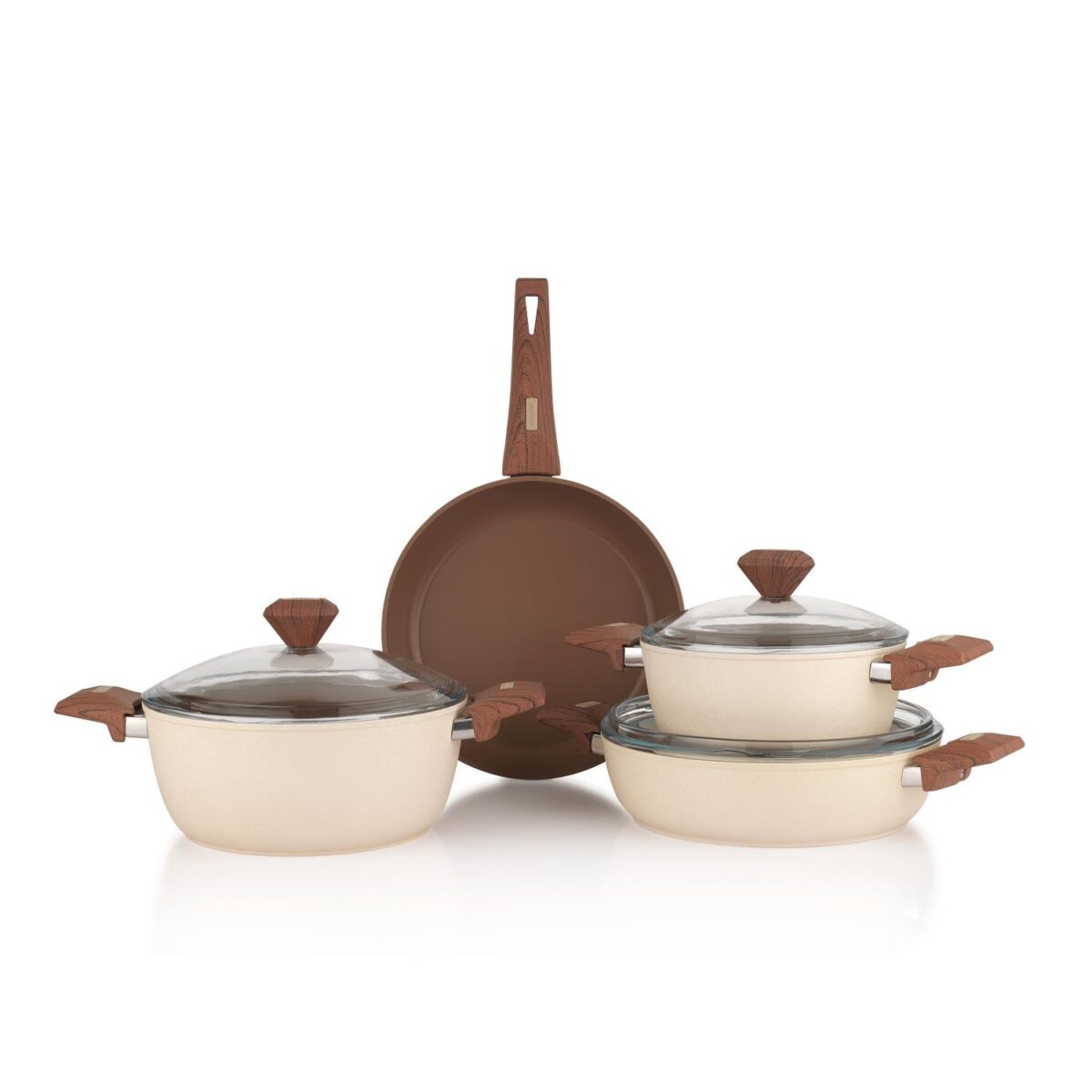 Schafer Jasmine Seramik Tencere Seti 7 Parça-Krem - Görsel 2