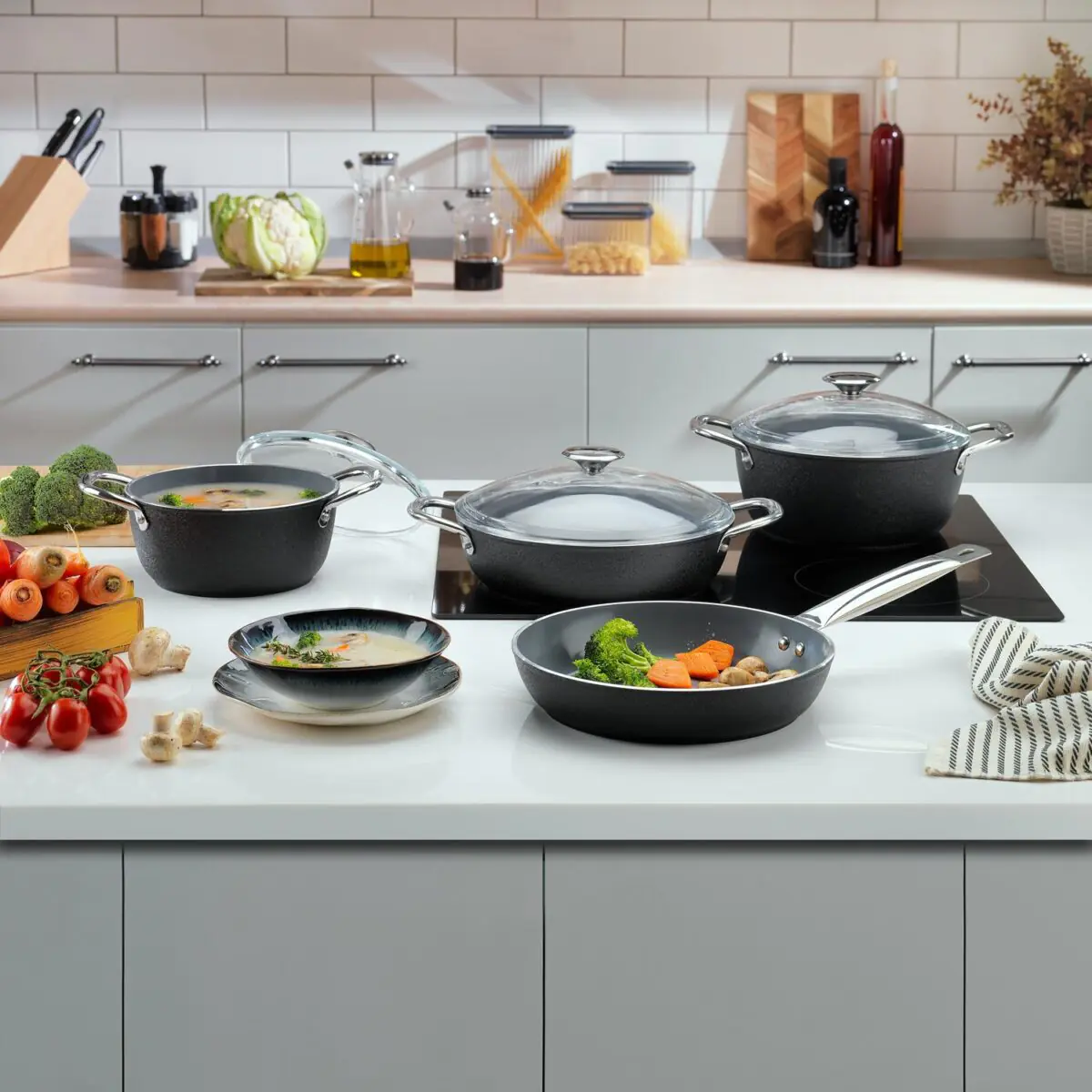 Schafer Night Sky Seramik Tencere Seti 7 Parça-Siyah - Görsel 1