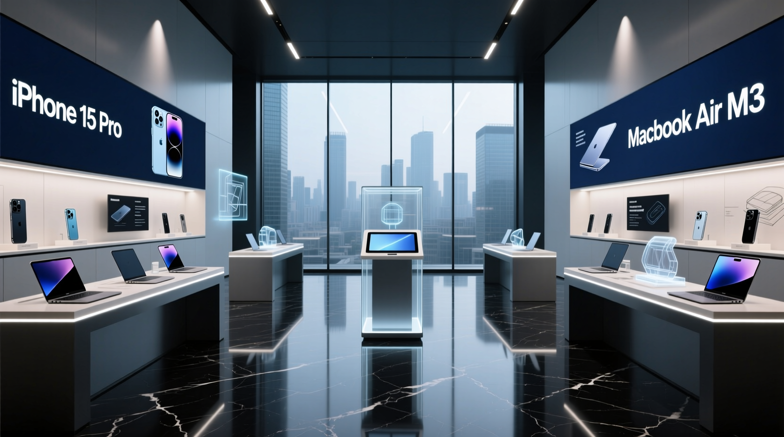 Kıbrıs teknoloji mağazası modern ürün sergisi