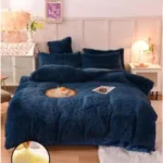 Peluş Çift Renk Nevresim Takımı Çift Kişilik - Lacivert