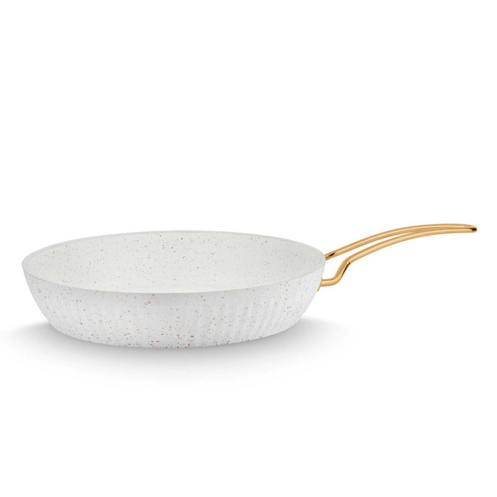 lines-maya-7-parca-granit-desenli-tencere-seti-beyaz-granit-seramik-setler-lines-maya-1913-29-B Lines Maya 26Cm Granit Tava Altın Kulp Outlet - Görsel 1
