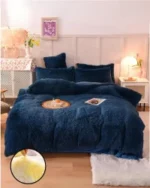 Peluş Çift Renk Nevresim Takımı Çift Kişilik - Lacivert