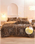 Peluş Çift Renk Nevresim Takımı Çift Kişilik - Leopar - Görsel 2