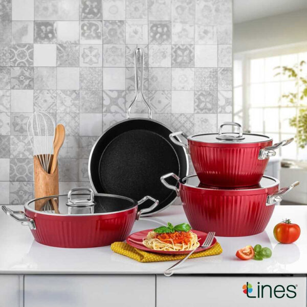 Lines Granit 7 Parça Ezme Ayseren Set Metal Kulp