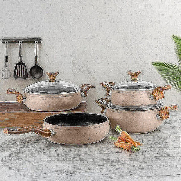 YONCA 7 PARCA GRANIT GUVEC SET AHSAP