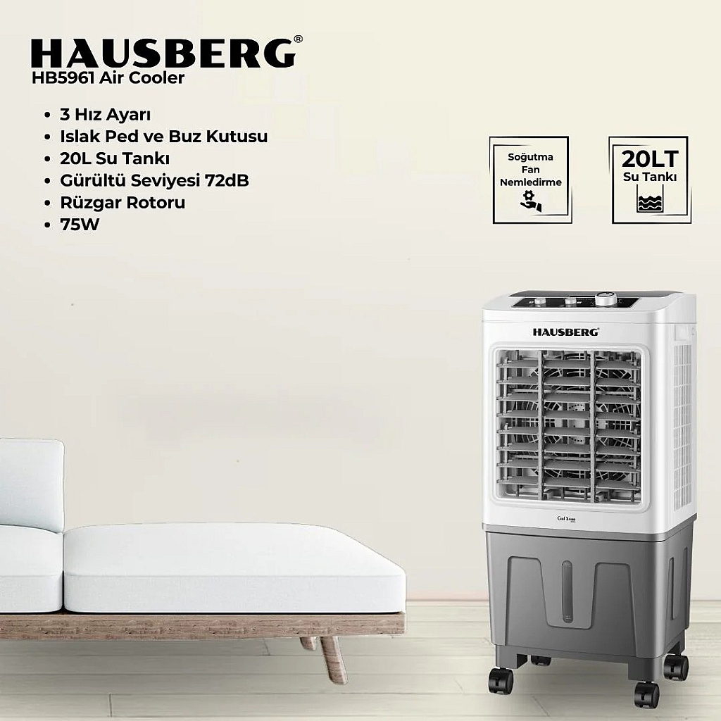 enhanced_1787219897293_a5630 Hausberg HB5961 Air Cooler - Görsel 1
