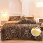Peluş Çift Renk Nevresim Takımı Çift Kişilik - Leopar