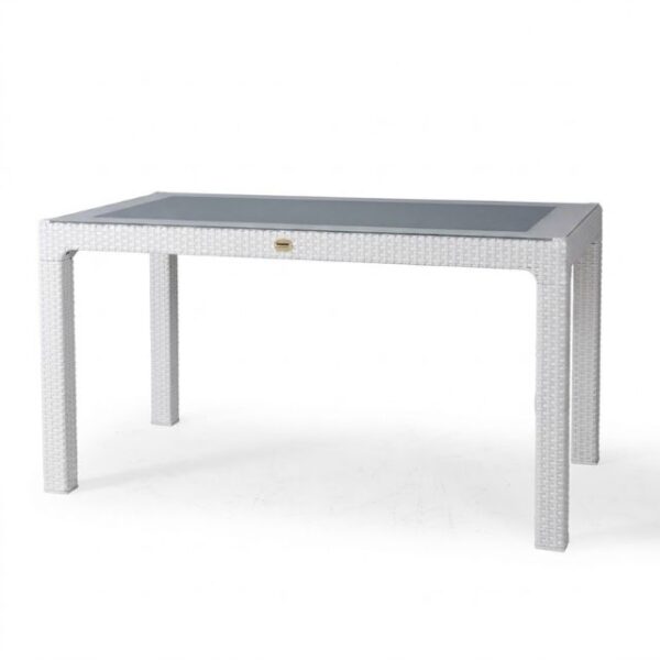 Heniver 90x150 Camlı Masa Beyaz - Cappıcino