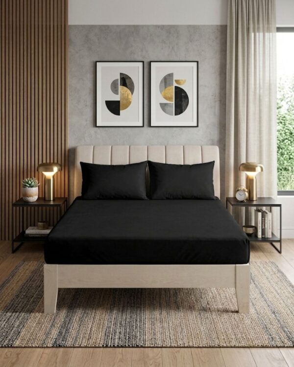 Mikro Saten Fitted Set - Siyah