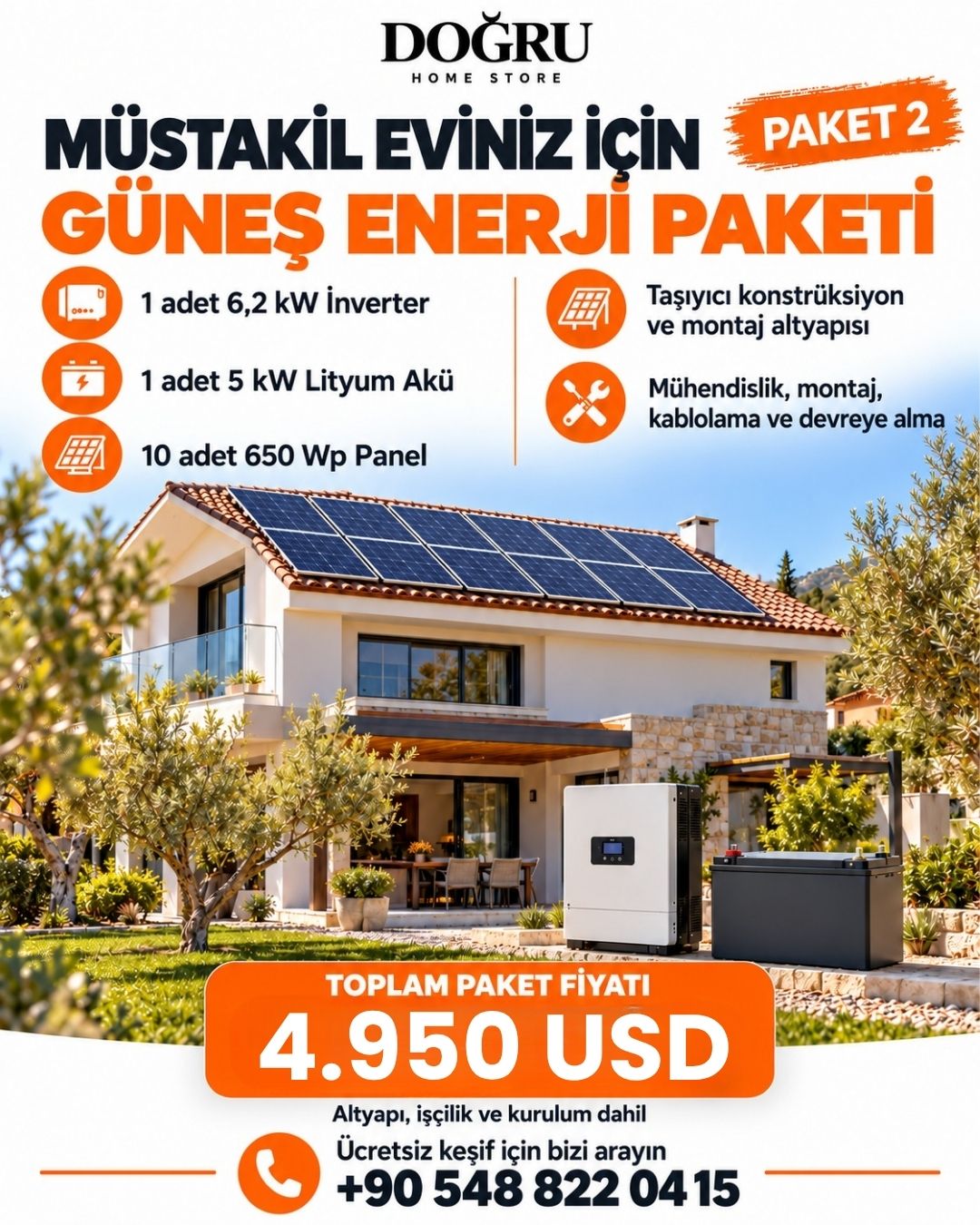 paket-2 Müstakil Evler için Güneş Enerji Paketi - Görsel 1