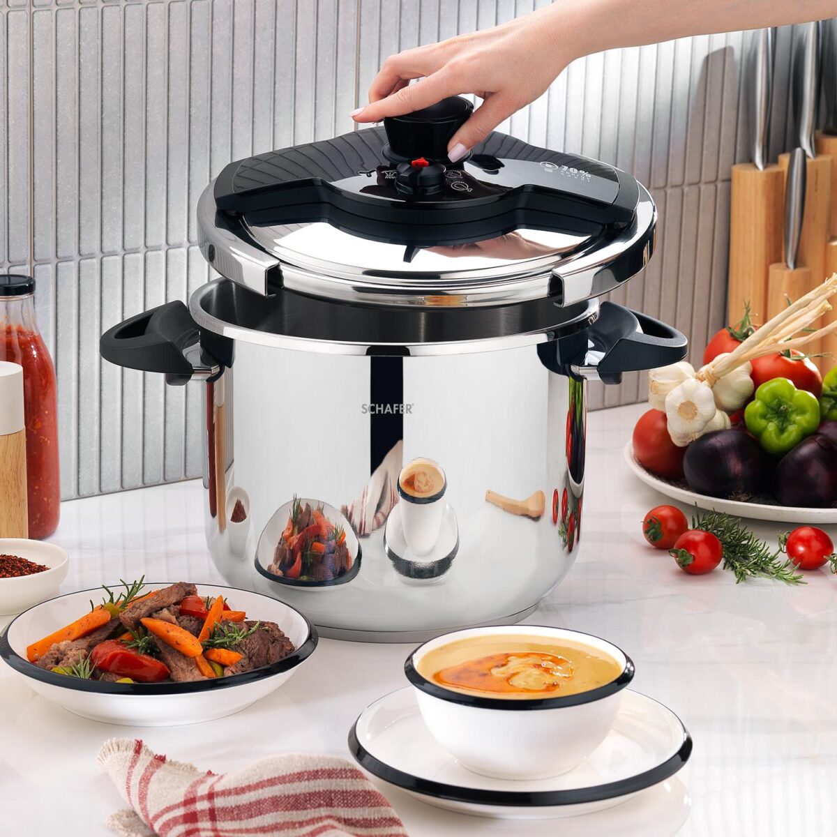 Schafer Grand Düdüklü Tencere 12 L - Siyah